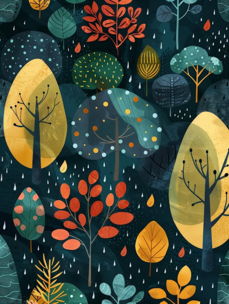 Autumn Trees Seamless Pattern 1