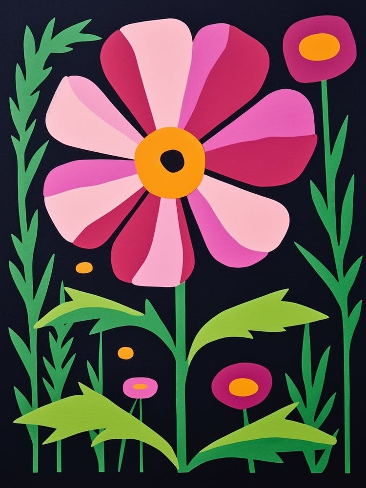 Cut Out Style Flower Art Cosmos 1