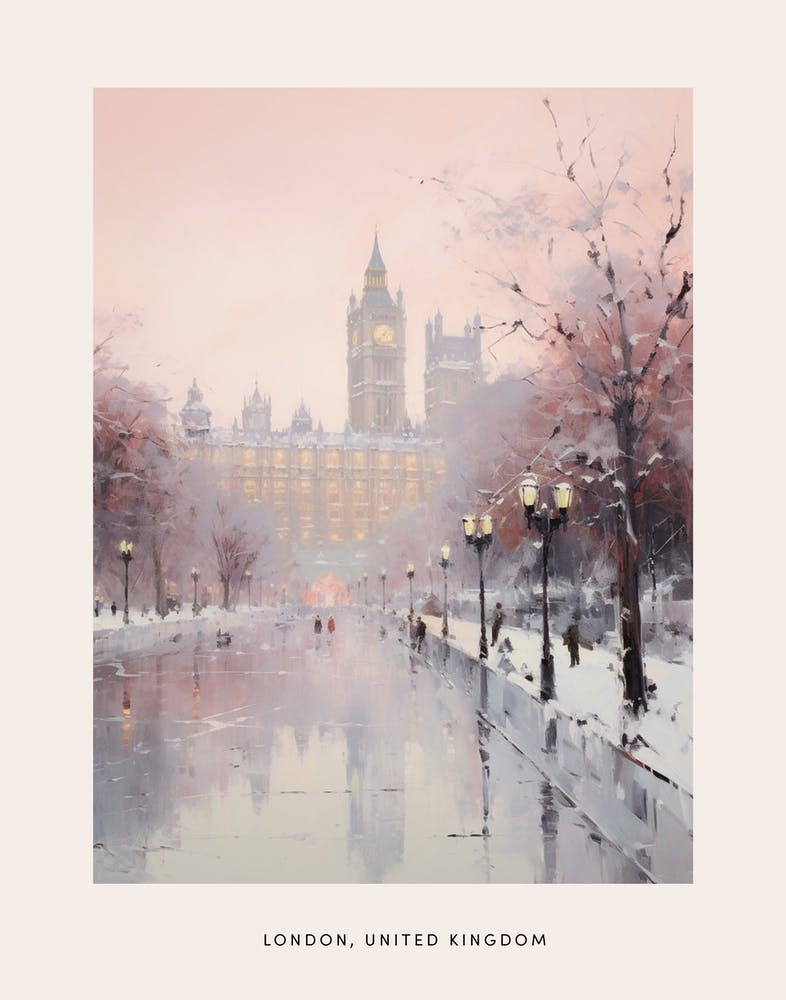 Dreamy Winter Painting Poster London United Kingdom 3