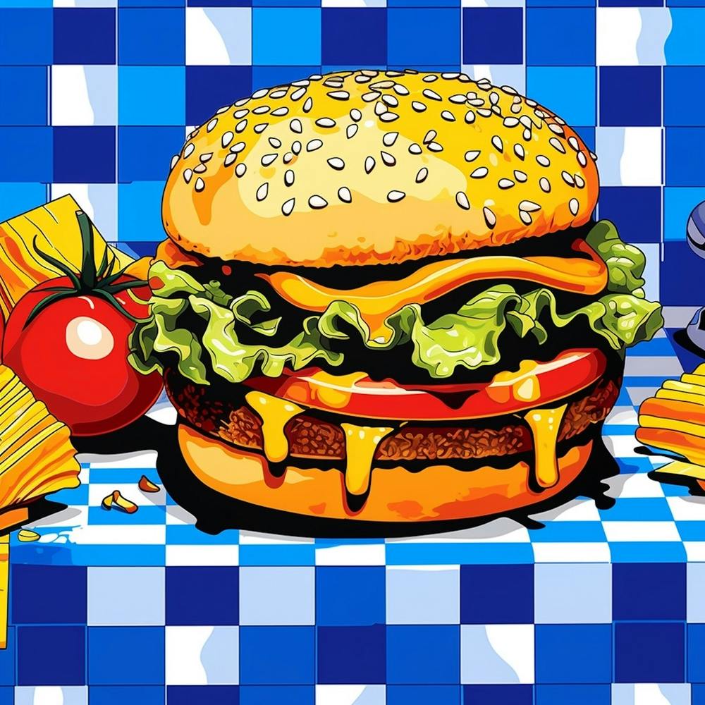 Blue Checkerboard Hamburger 2