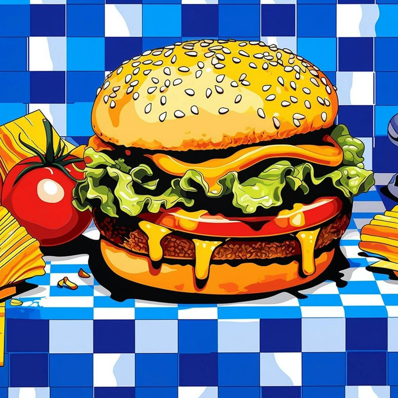 Blue Checkerboard Hamburger 2