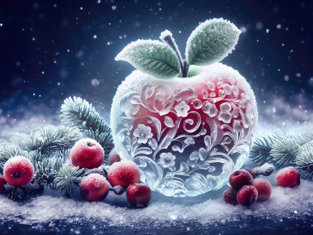 Crystal Red Apple in the winter theme