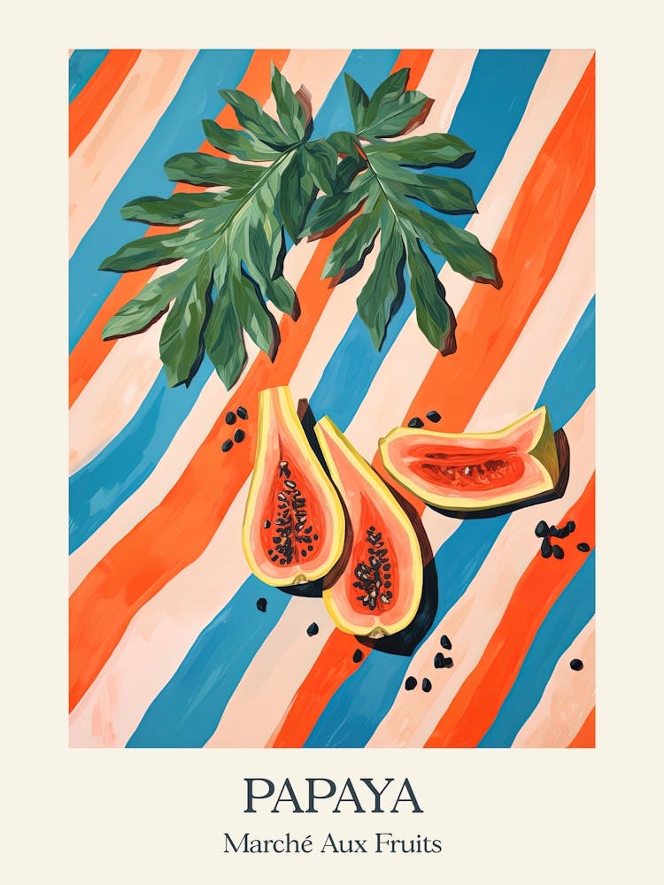 Marche Aux Fruits Papaya Fruit Summer Illustration 1