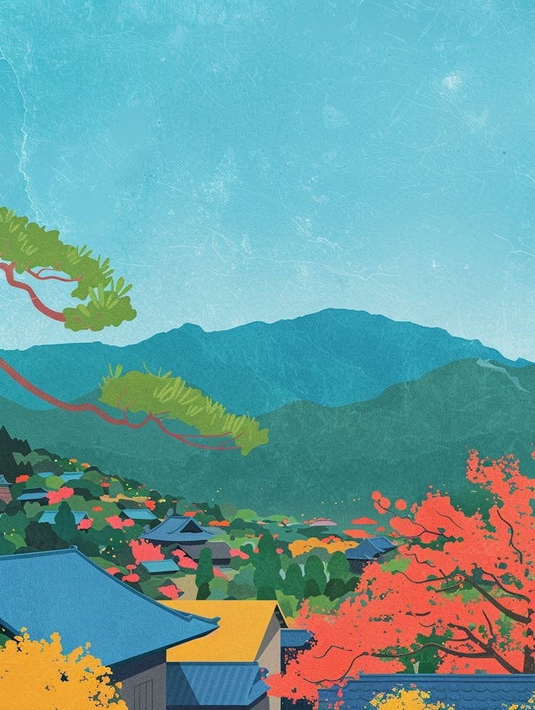 Koyasan Japan 3 Colourful Illustration