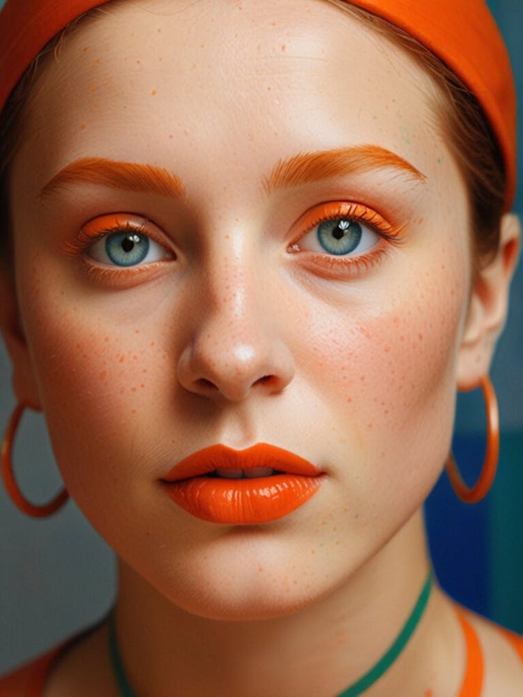 Portrait Of A Young Woman With Orange Eyes