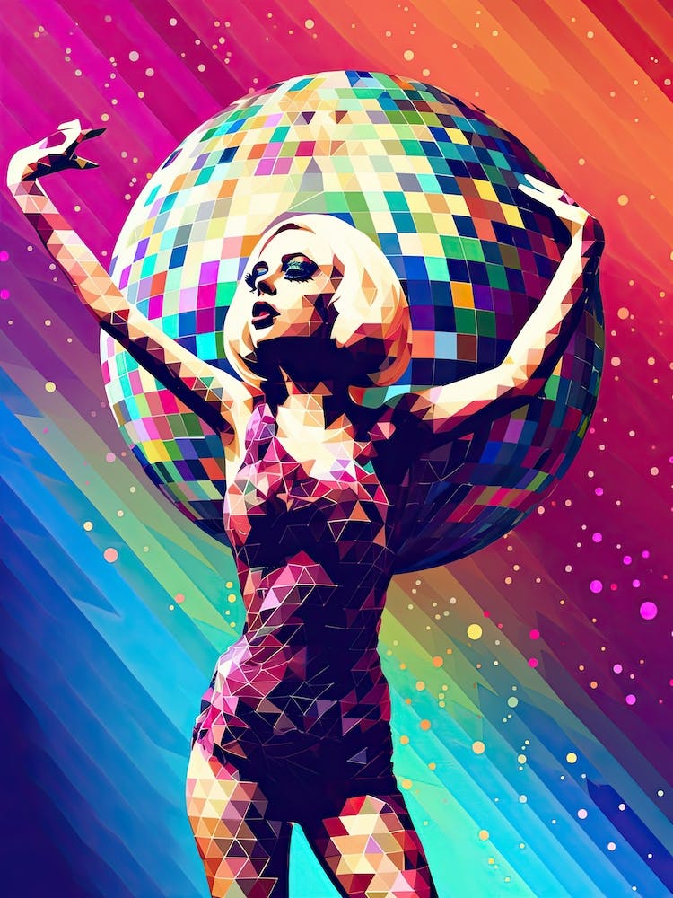 Woman Dancing Disco Ball Geometric 0