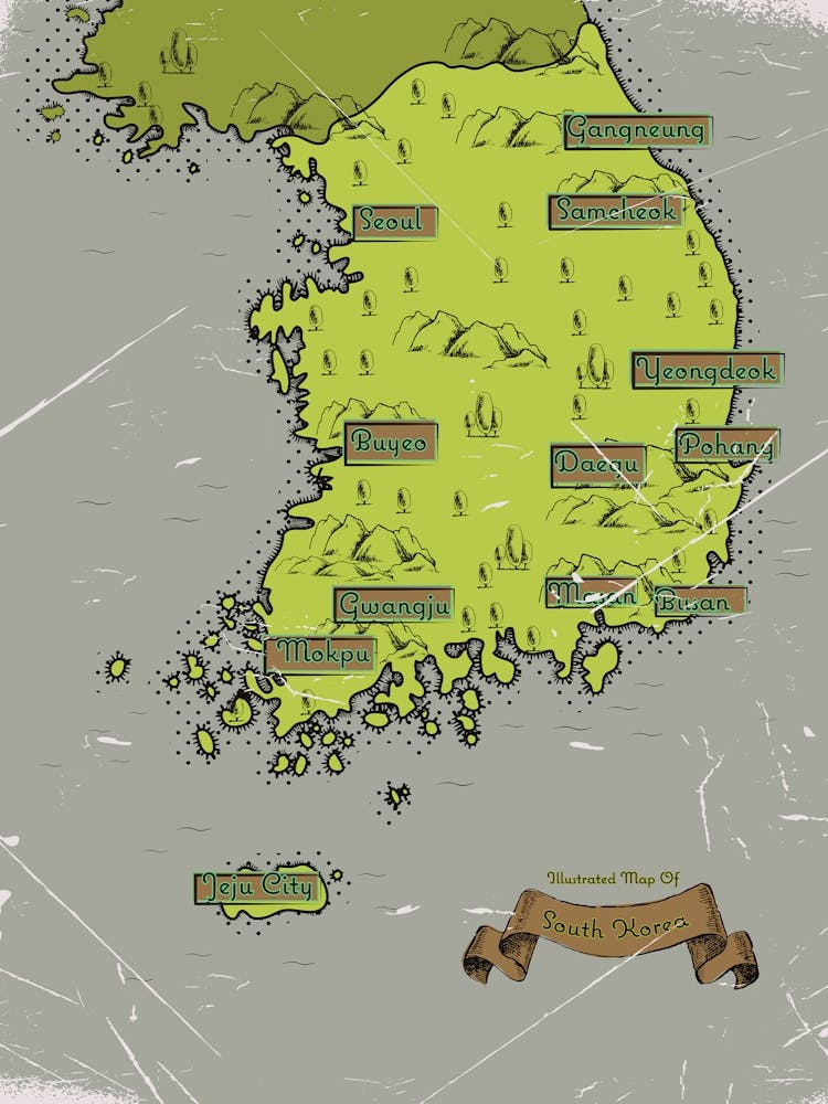 Vintage Map Of South Korea