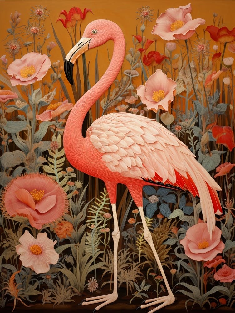 Greater Flamingo 4 Detailed Bird Painting