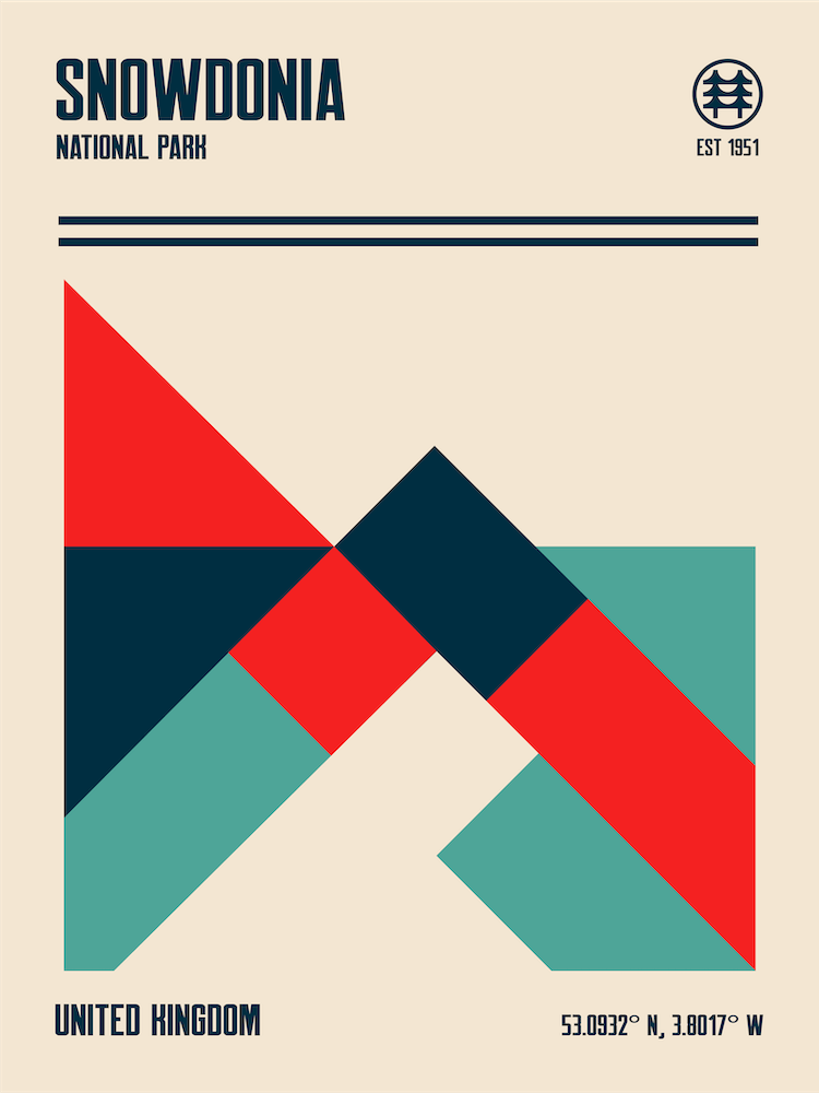 Snowdonia National Park Retro Reise-Kunstdruck