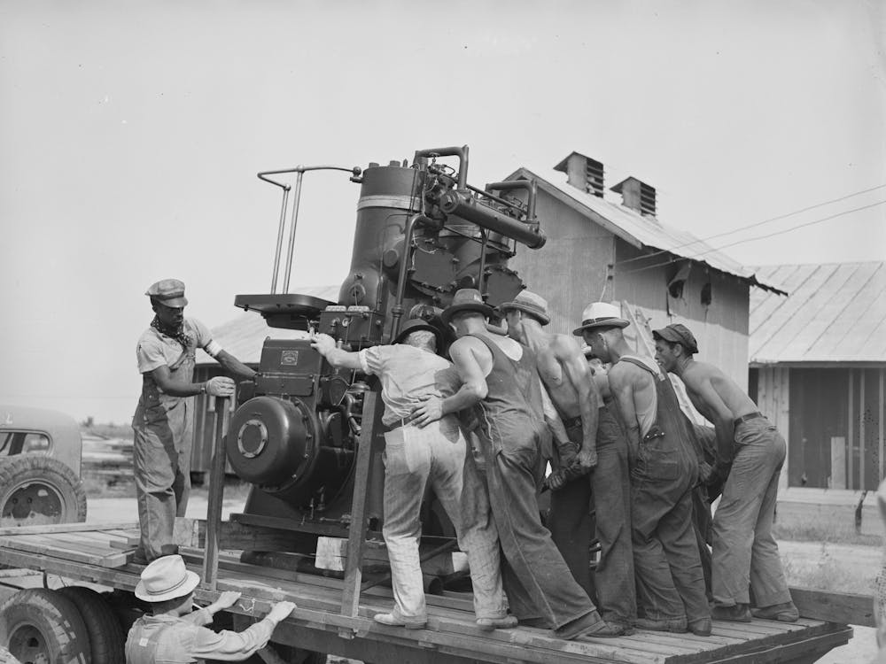 Manipulating Diesel Engine Which Will Be Used As Motor Power For Cotton Gin, Southeast Missouri Farms By Russell