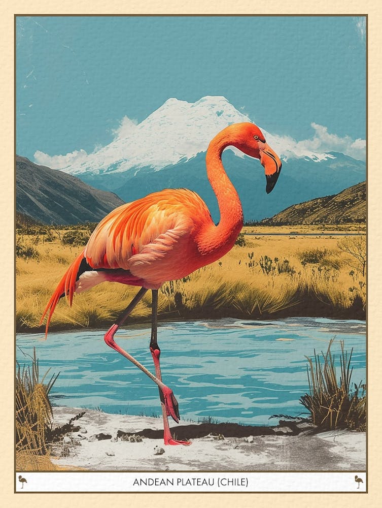 Greater Flamingo Andean Plateau Chile Tropical Illustration 7 Poster