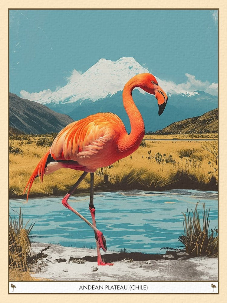 Greater Flamingo Andean Plateau Chile Tropical Illustration 7 Poster