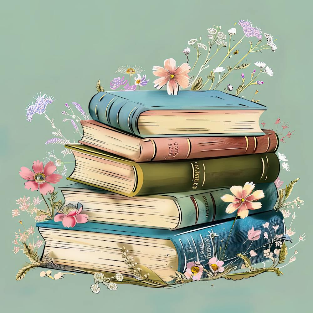 Wildflower Antique Books And Flowers 1