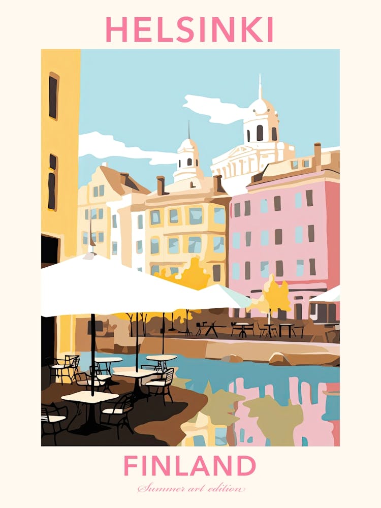 Helsinki, Finland, Flat Pastels Tones Illustration 2 Poster