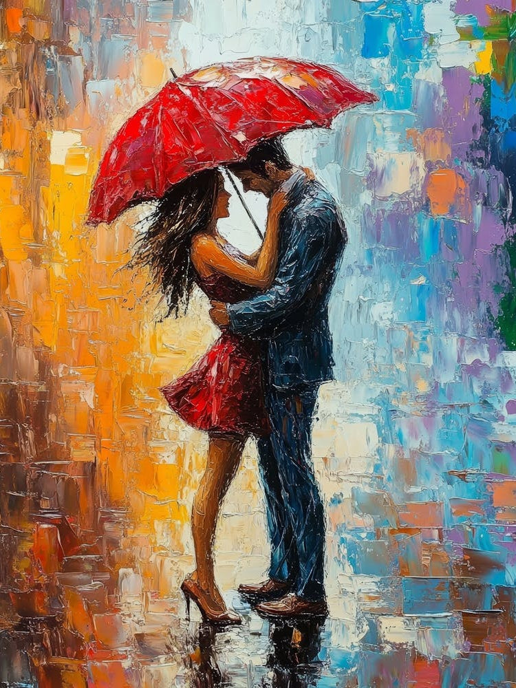 Kissing Under An Umbrella