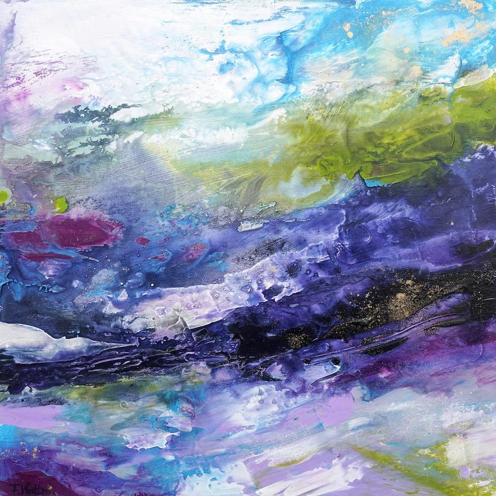 Blue And Green Mountain Abstract  Square