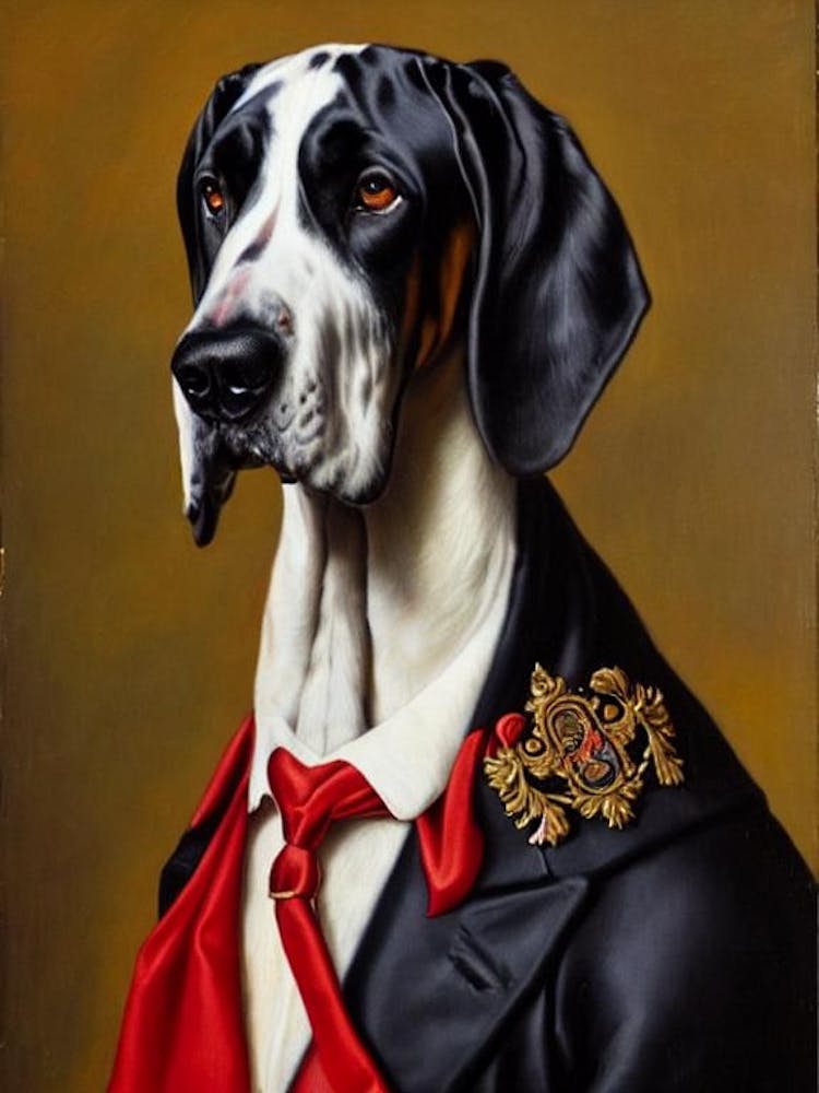 Great Dane Renaissance Portrait Oil Painting