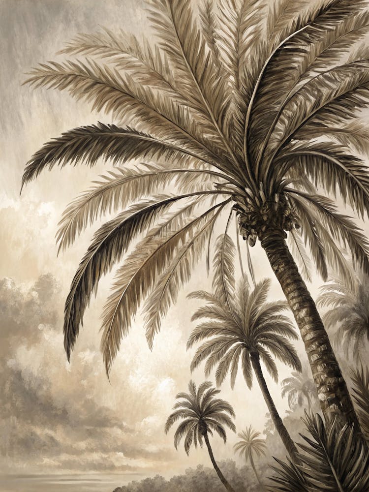 Oil Painting Style Oversized Palm Fronds