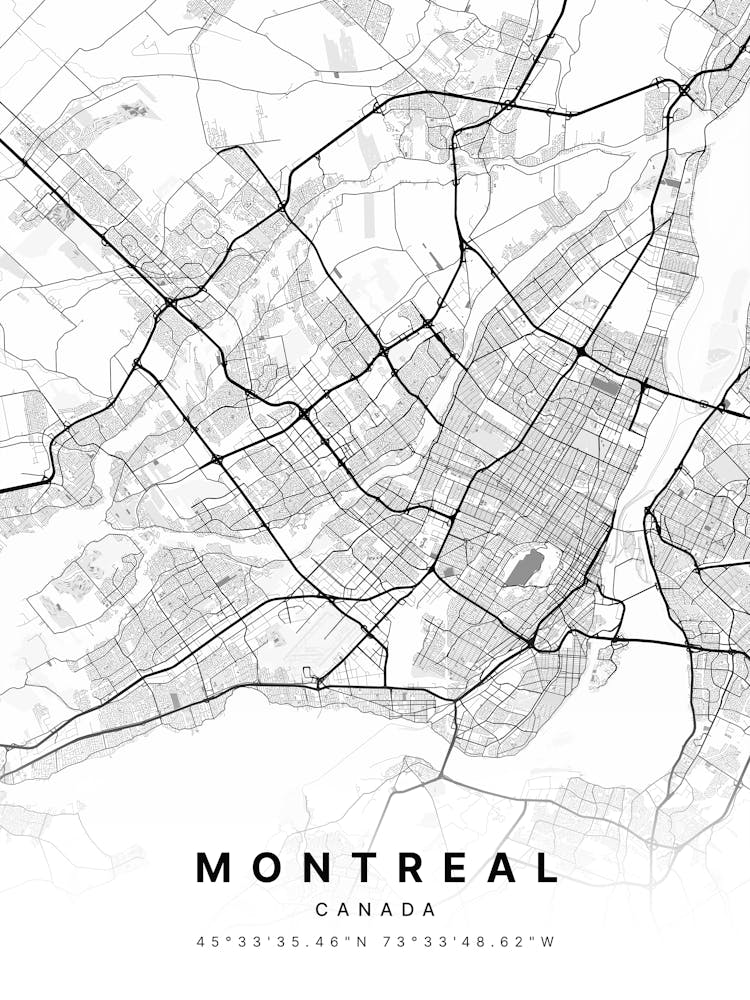 Montreal Quebec Canada White Map