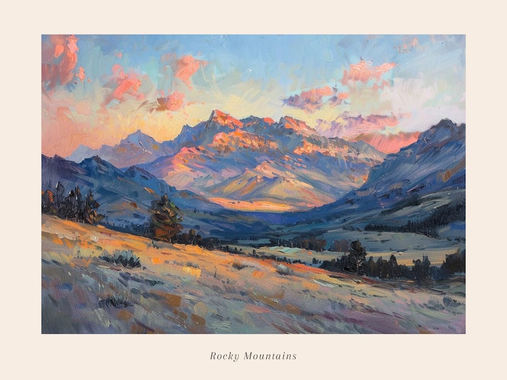 Western Sunset Landscapes Rocky Mountains 1 Poster