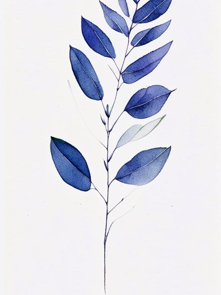Wild Indigo Leaf Minimalist Watercolour 1