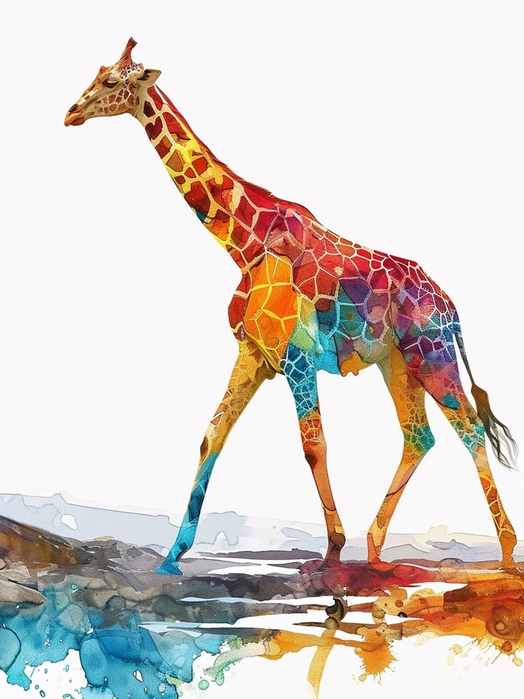 Giraffe Walking Watercolour 3