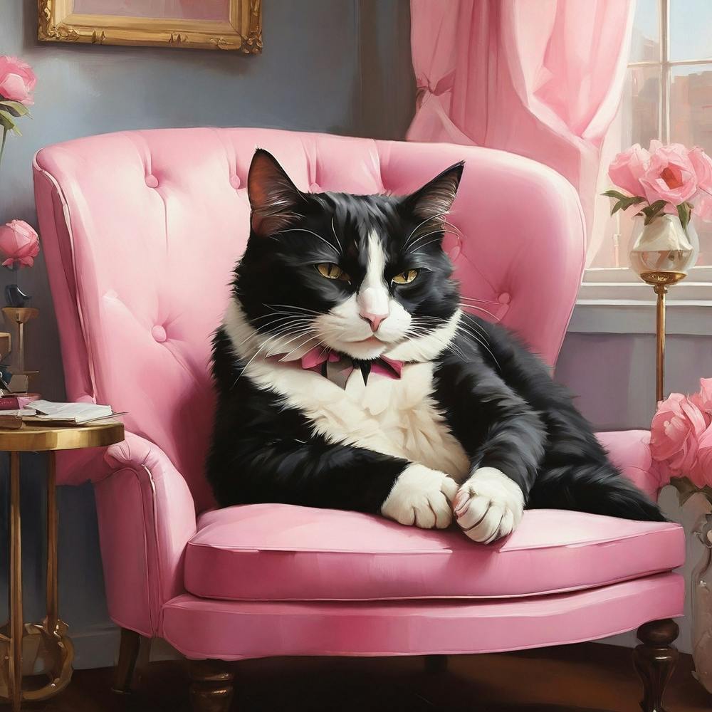 Cat Nap Tuxedo Cat Napping In Pink Interior