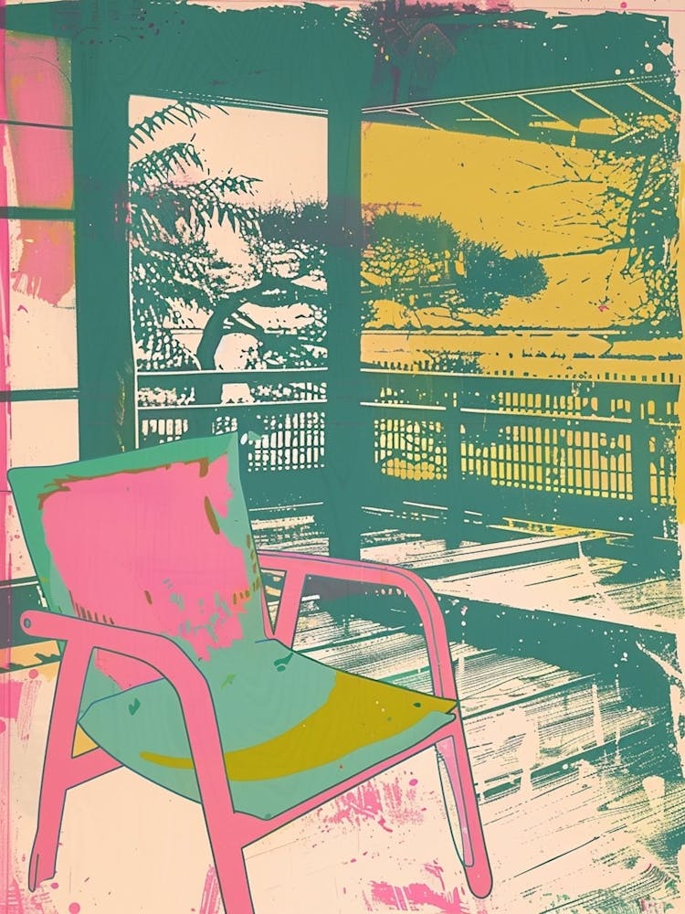 Naoshima Japan Retro Duotone Silkscreen 3