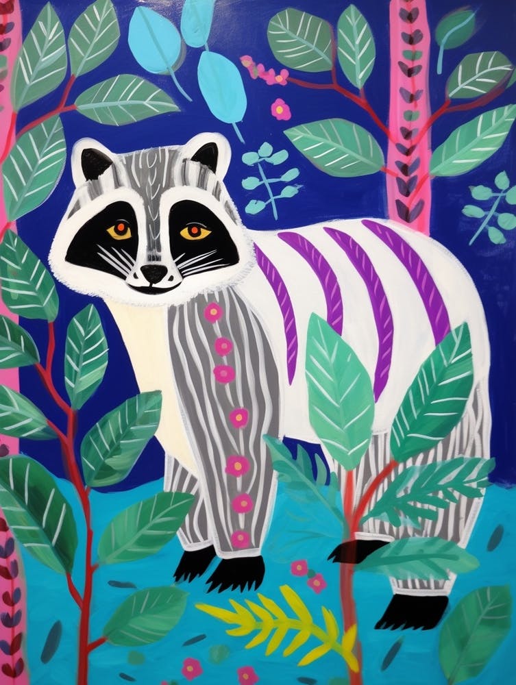 Maximalist Animal Painting Raccoon 2