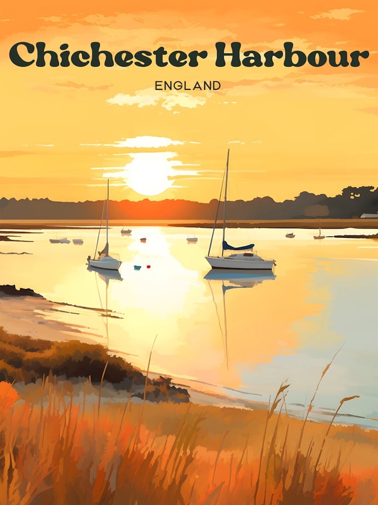 Chichester Harbour England Tranquil Nature Modern Travel Art