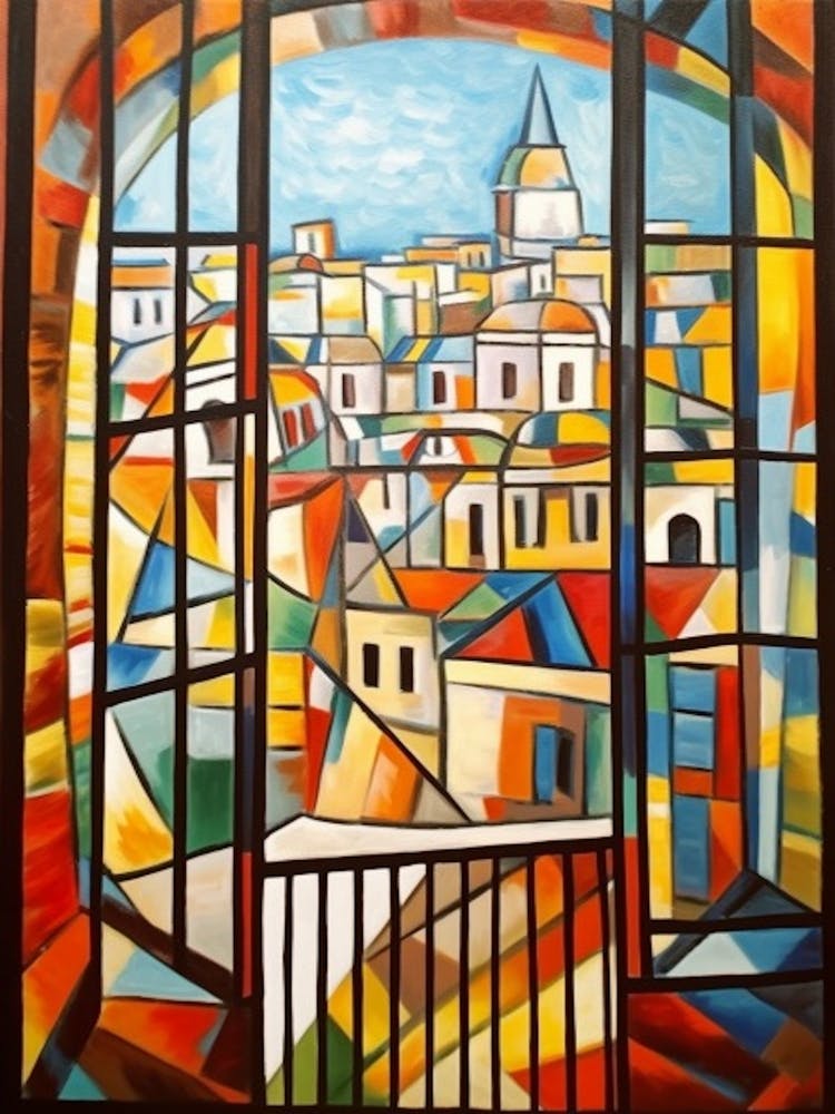 Window View Of Copenhagen Denmark In The Style Of Cubism 3