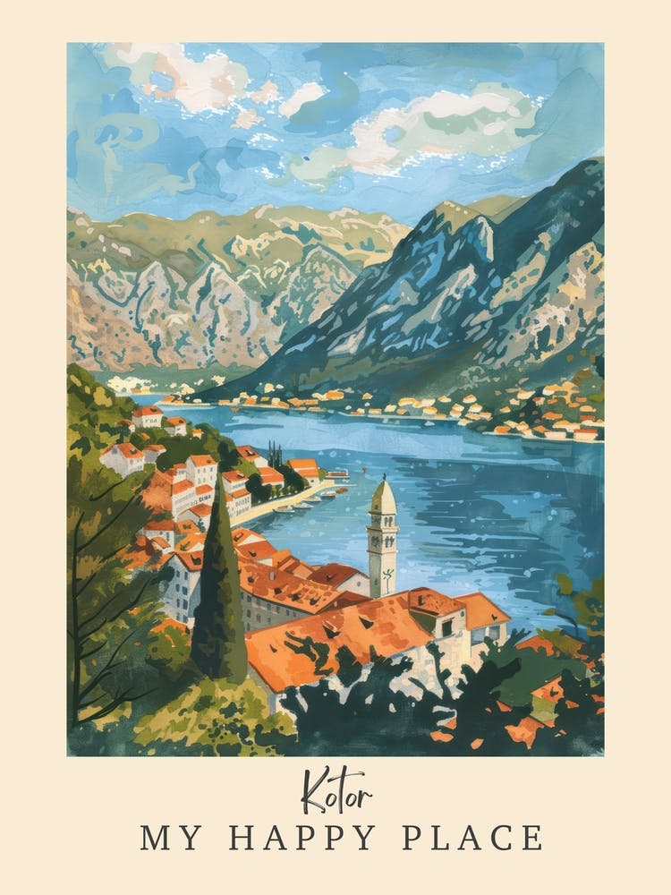 My Happy Place Kotor 1 Travel Poster