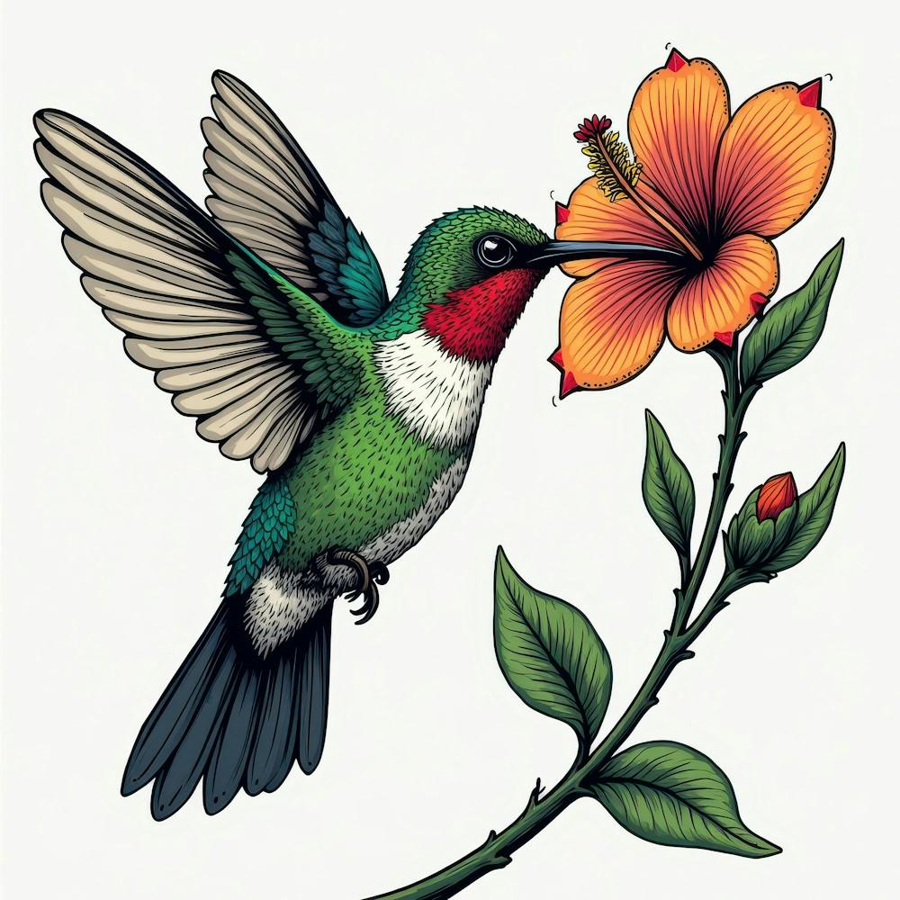 Colibri et Hibiscus 1