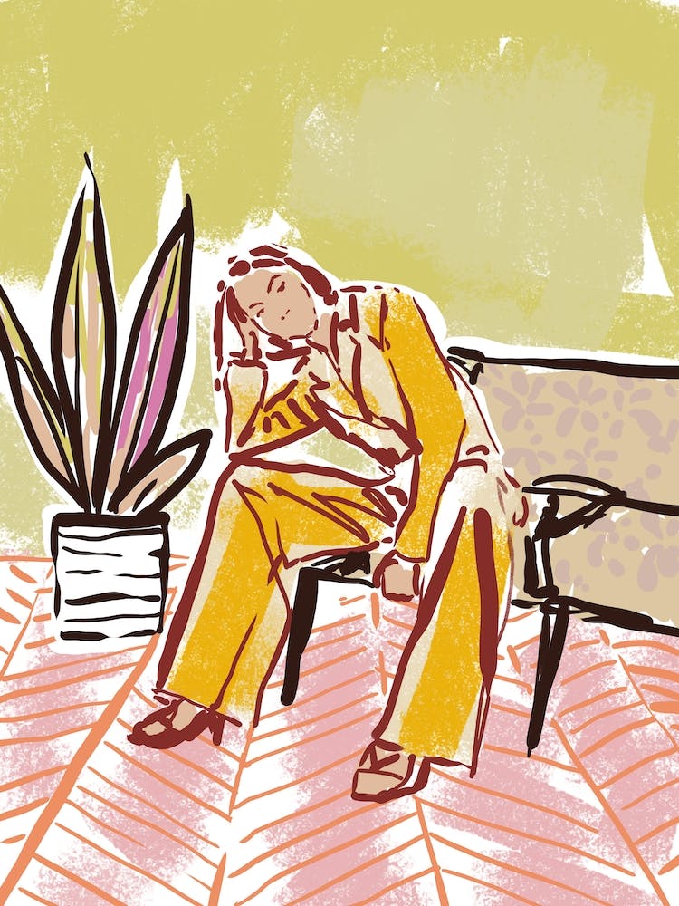 Woman Sitting On A Couch 1