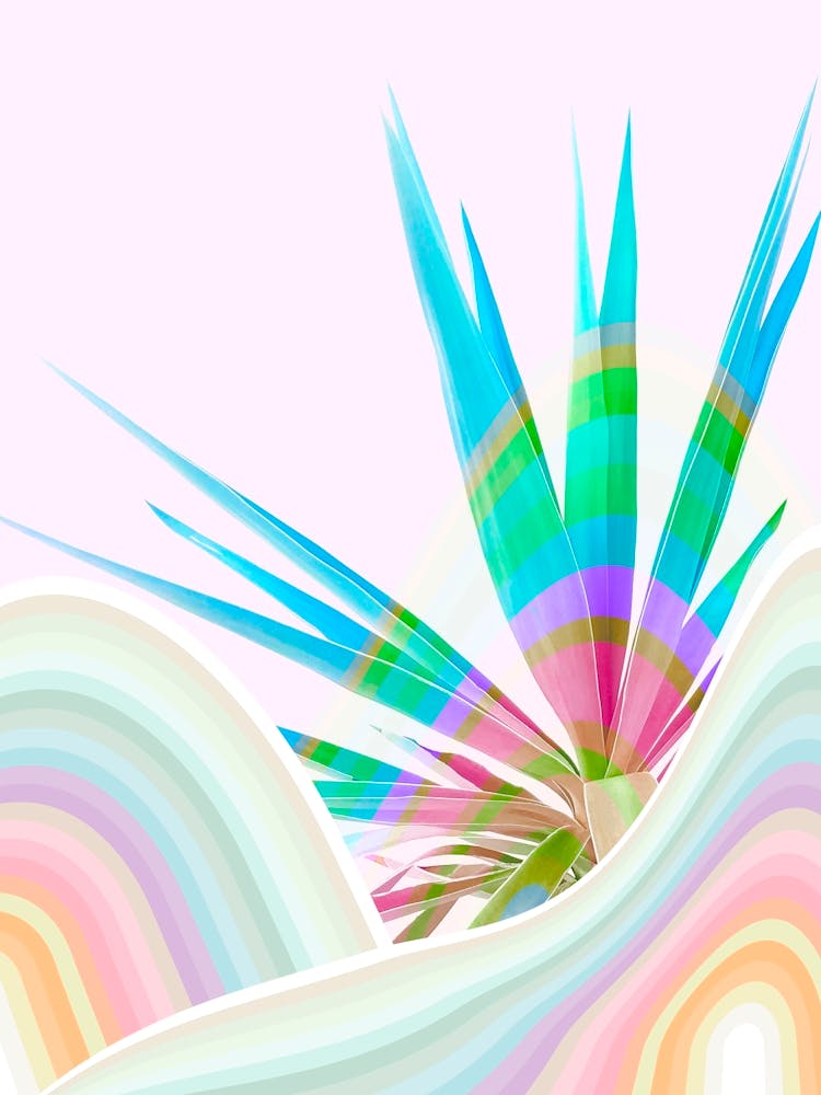 Minimal Dreamy Tropical Rainbow Palm Pastel Pink