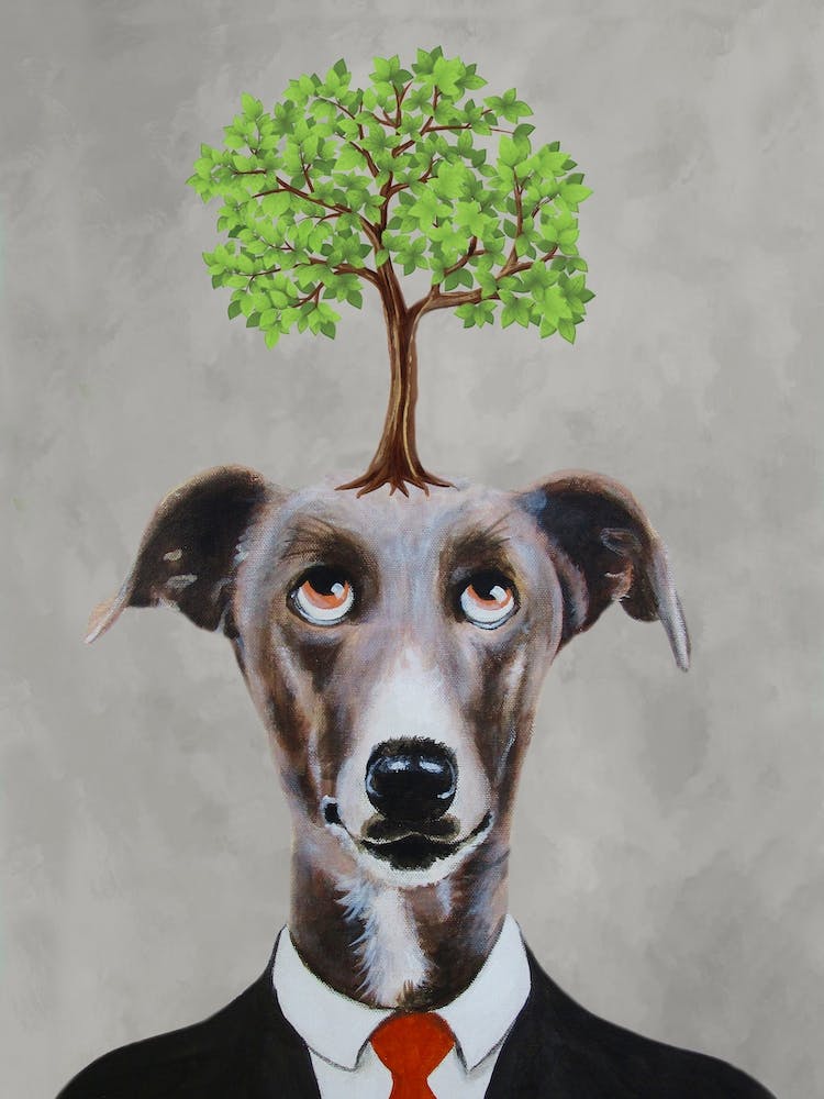 Greyhound With Tree