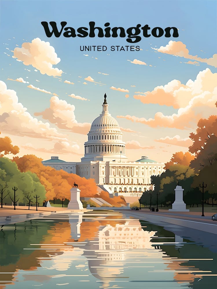 Washington United States Democrat Travel Art Illustration