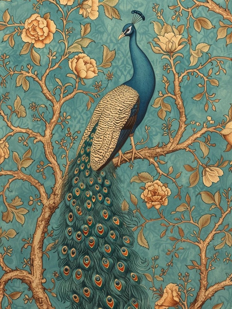 Vintage Blue Floral Peacock Wallpaper Inspired 2