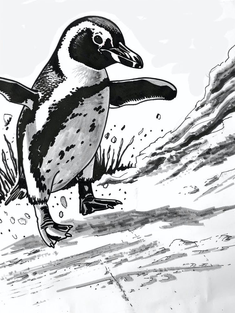 African Penguin Sliding On Ice 4