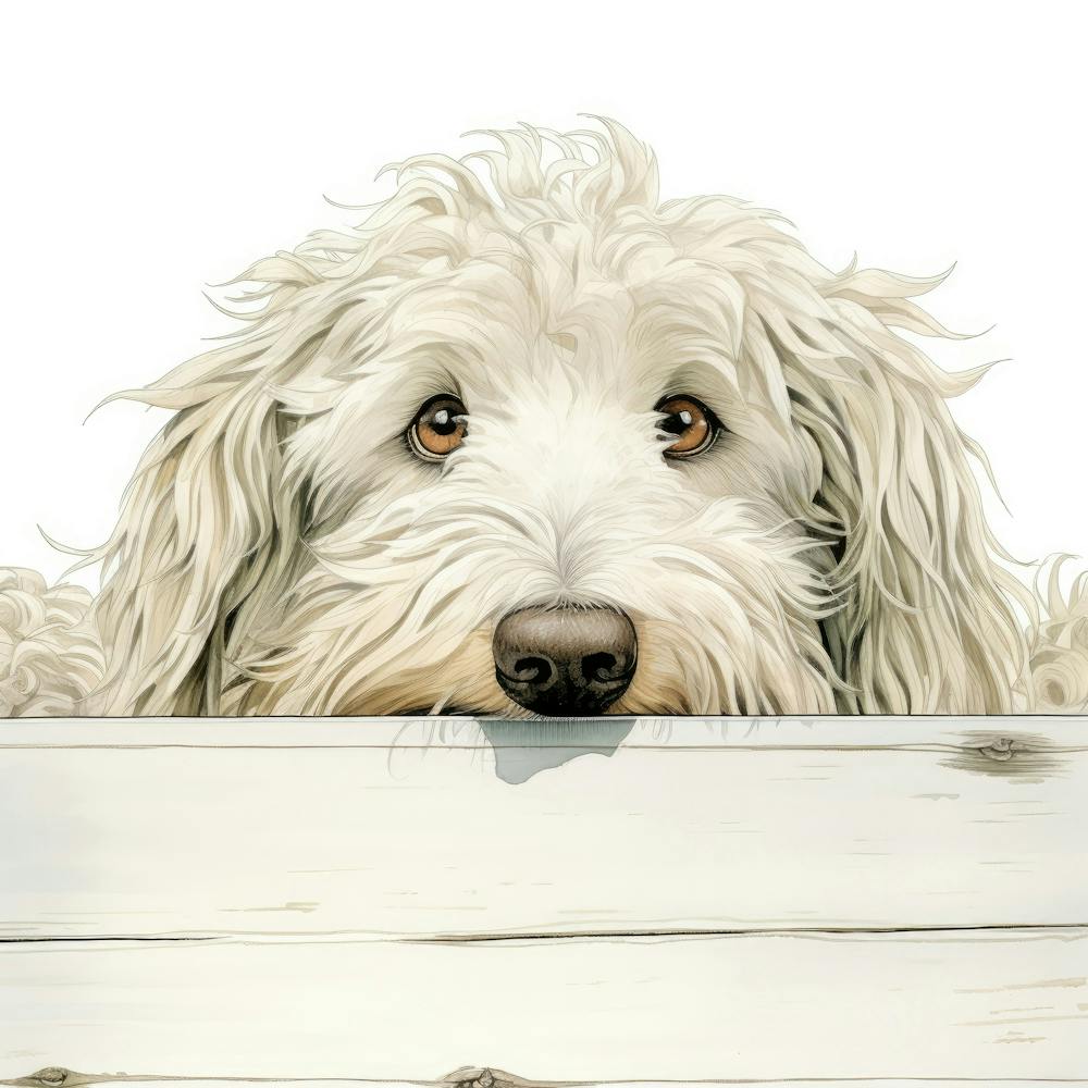 Dog Peeking Over The Fence 7