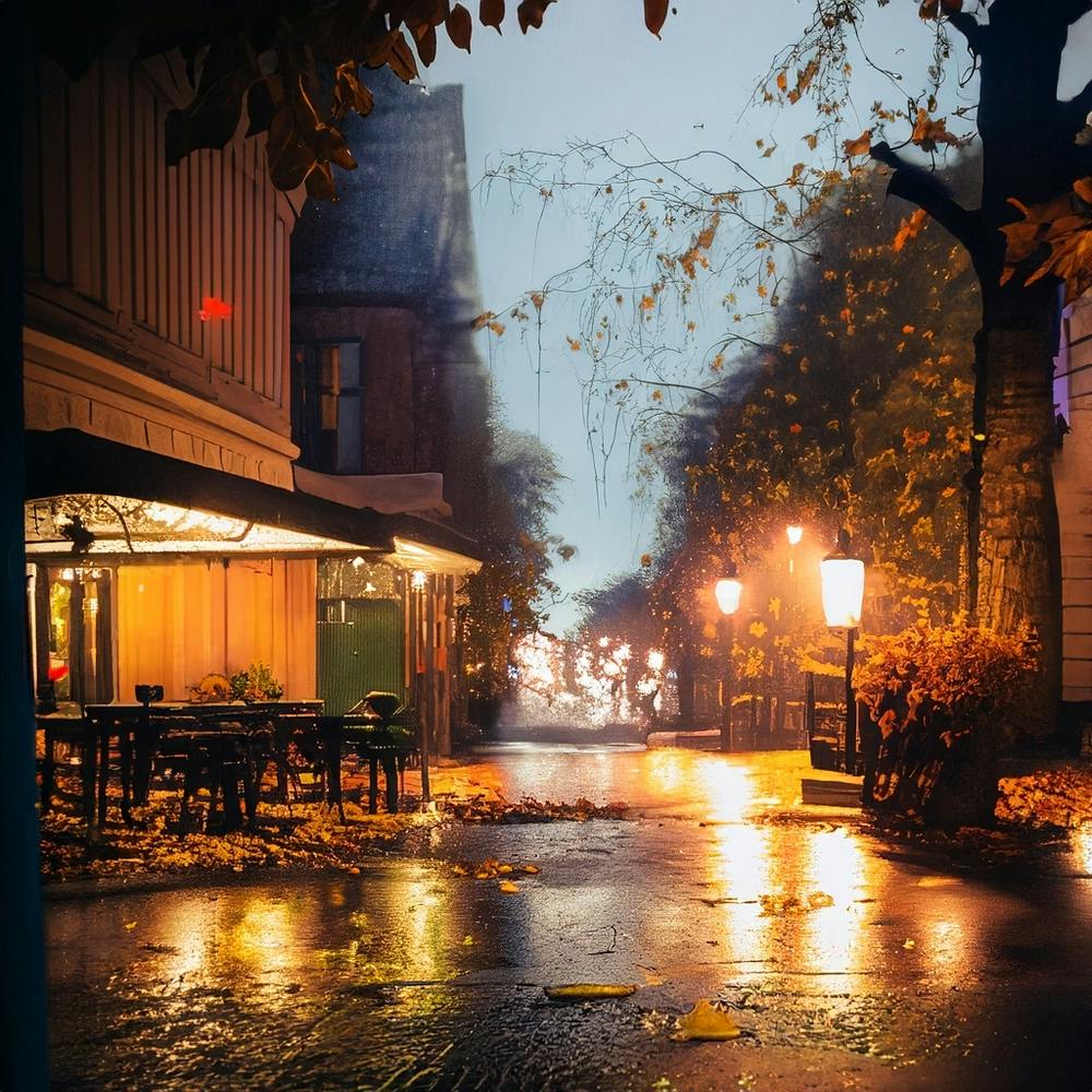 Wet Street At Night