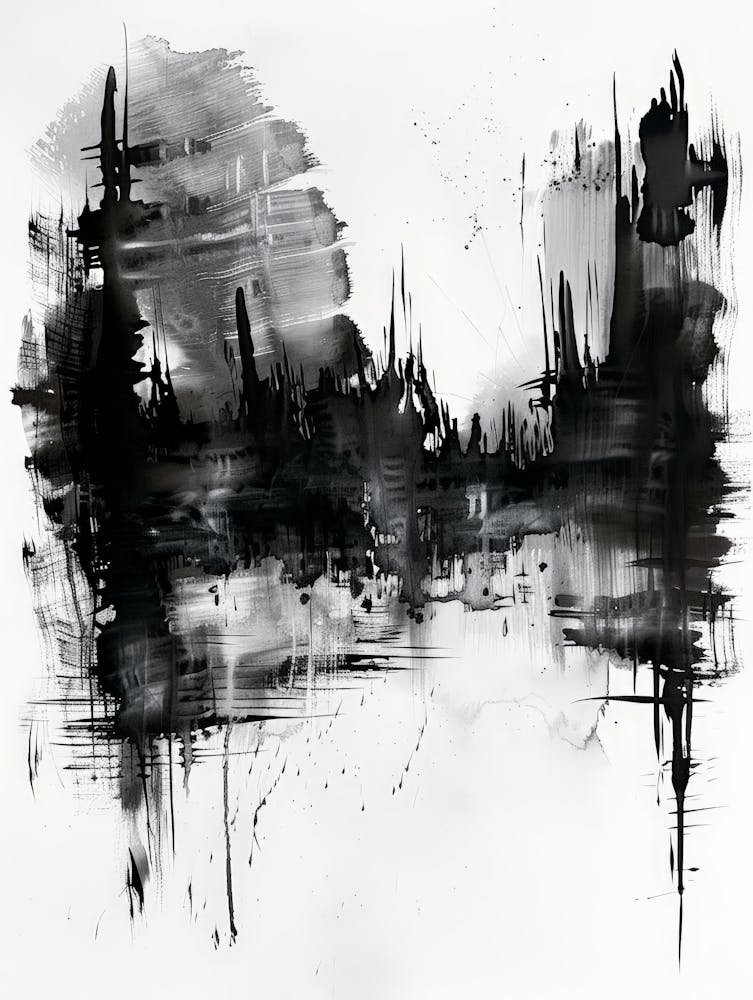 Abstract Black And White Painting 5