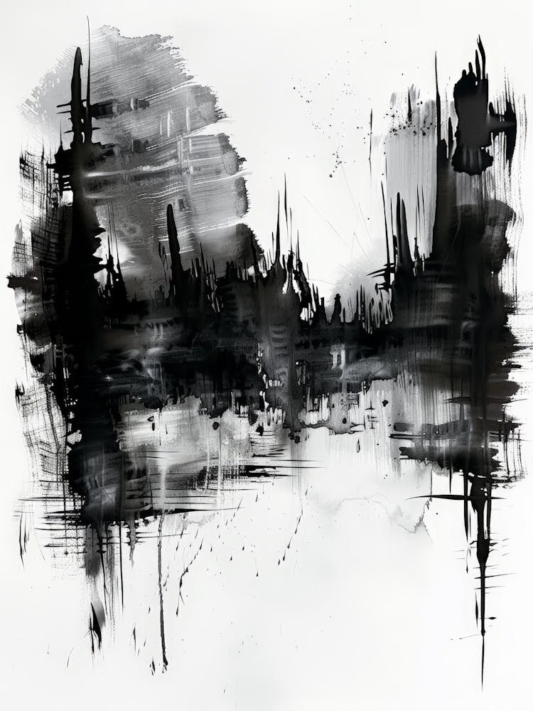 Abstract Black And White Painting 5
