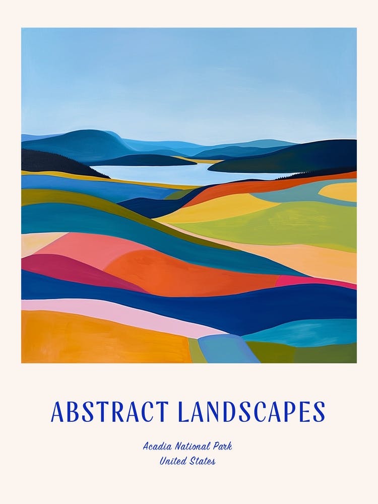 Colourful Abstract Acadia National Park Usa 2 Poster Blue
