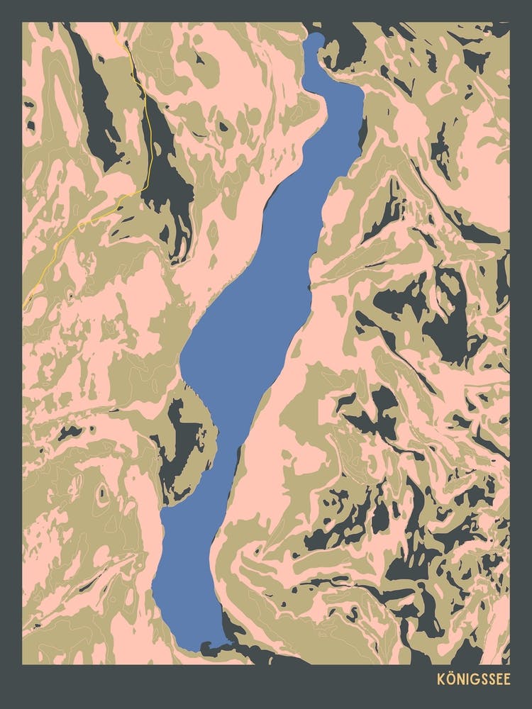 Konigssee Lake Bavaria Germany Hillshade Topographic Map