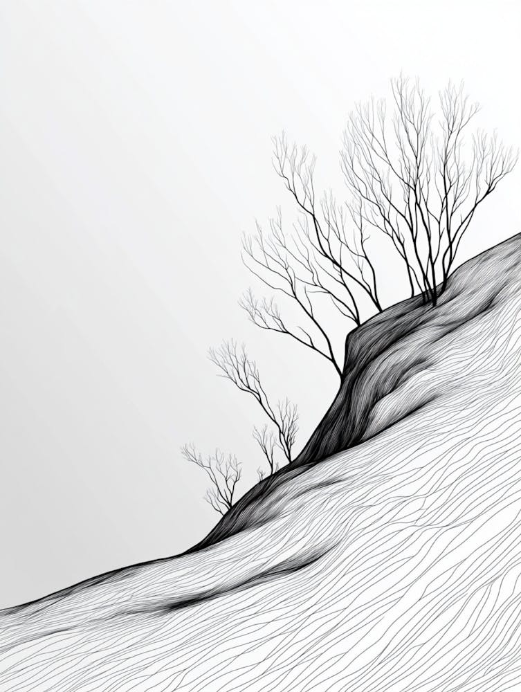 Bare Tree On A Snowy Hill
