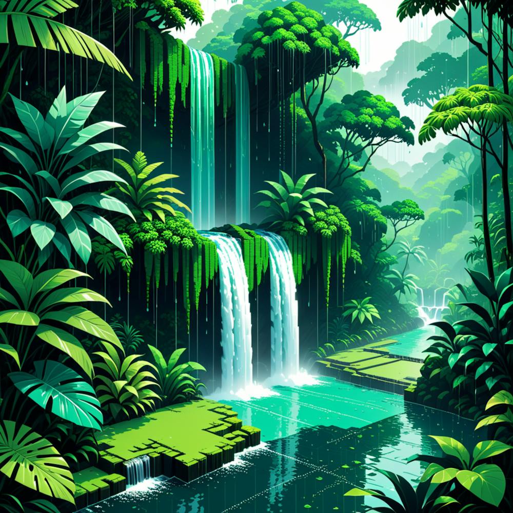 Waterfall In The Jungle