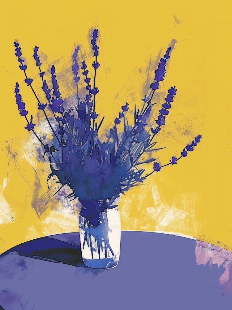 Lavendelblüten auf einem Tisch Zeitgenössische Illustration 3