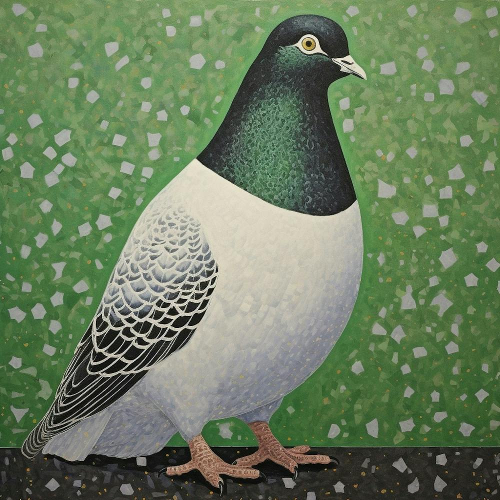 Ohara Koson Inspired Bird Painting Pigeon 4 Square