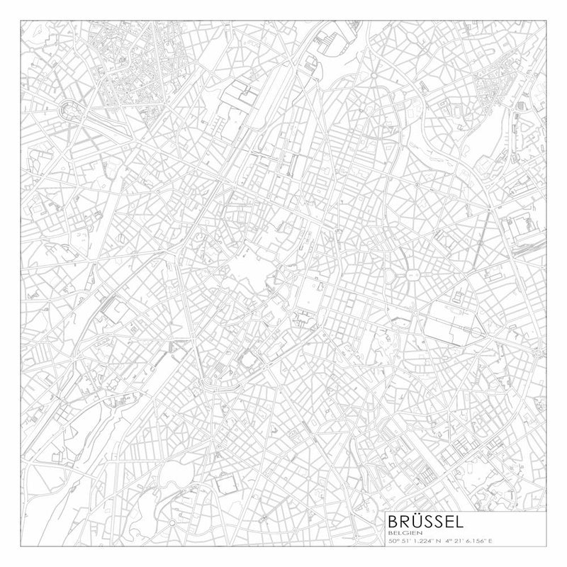 Brüssel Belgien city map black on white blueprint design